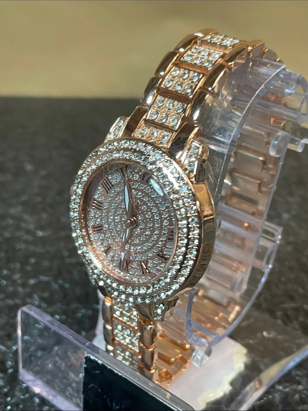 Sparkling Rose Gold Women's Bracelet Watch with Crystal Accents